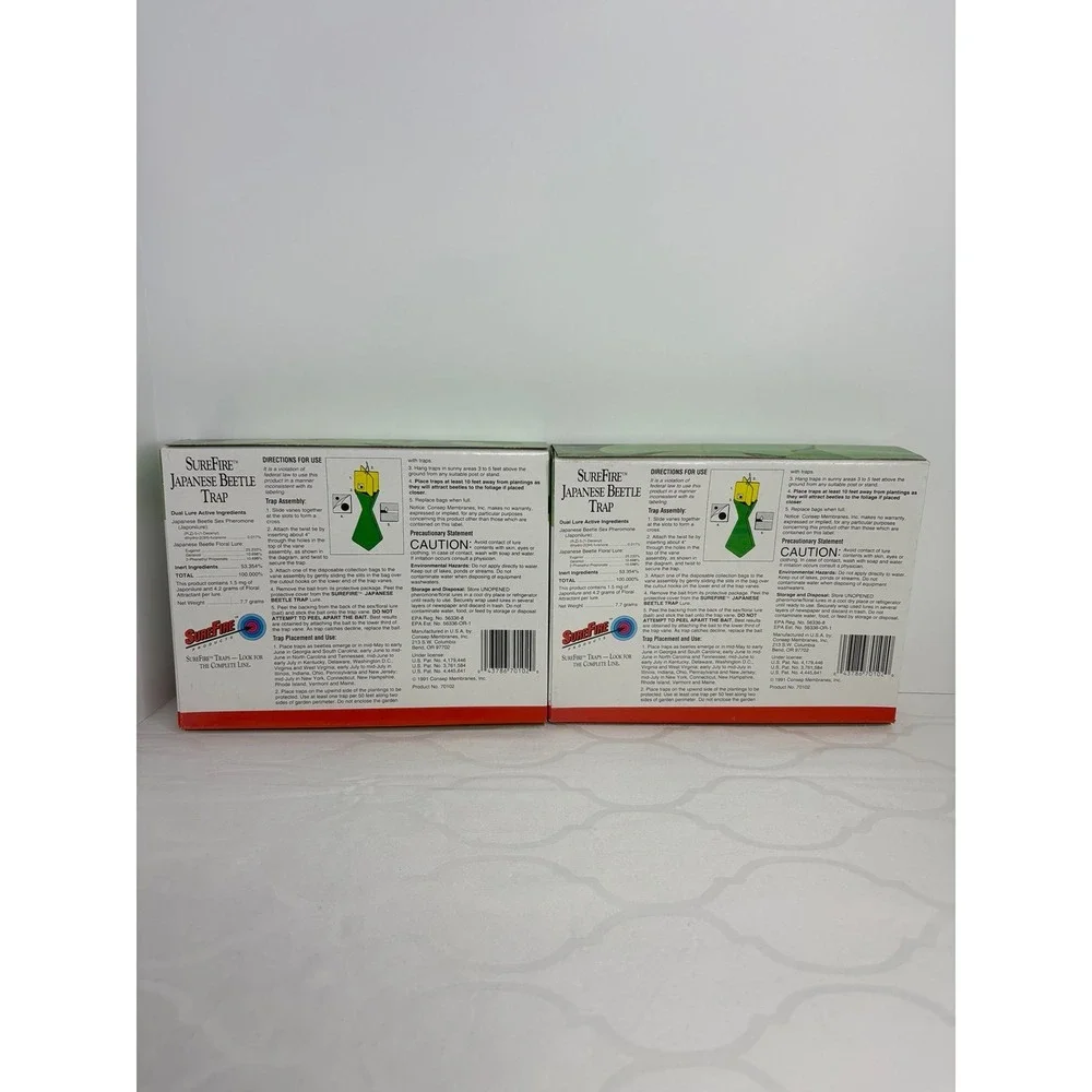 2 Boxes Sure Fire 70102 Japanese Beetle Trap 2 Box Lot